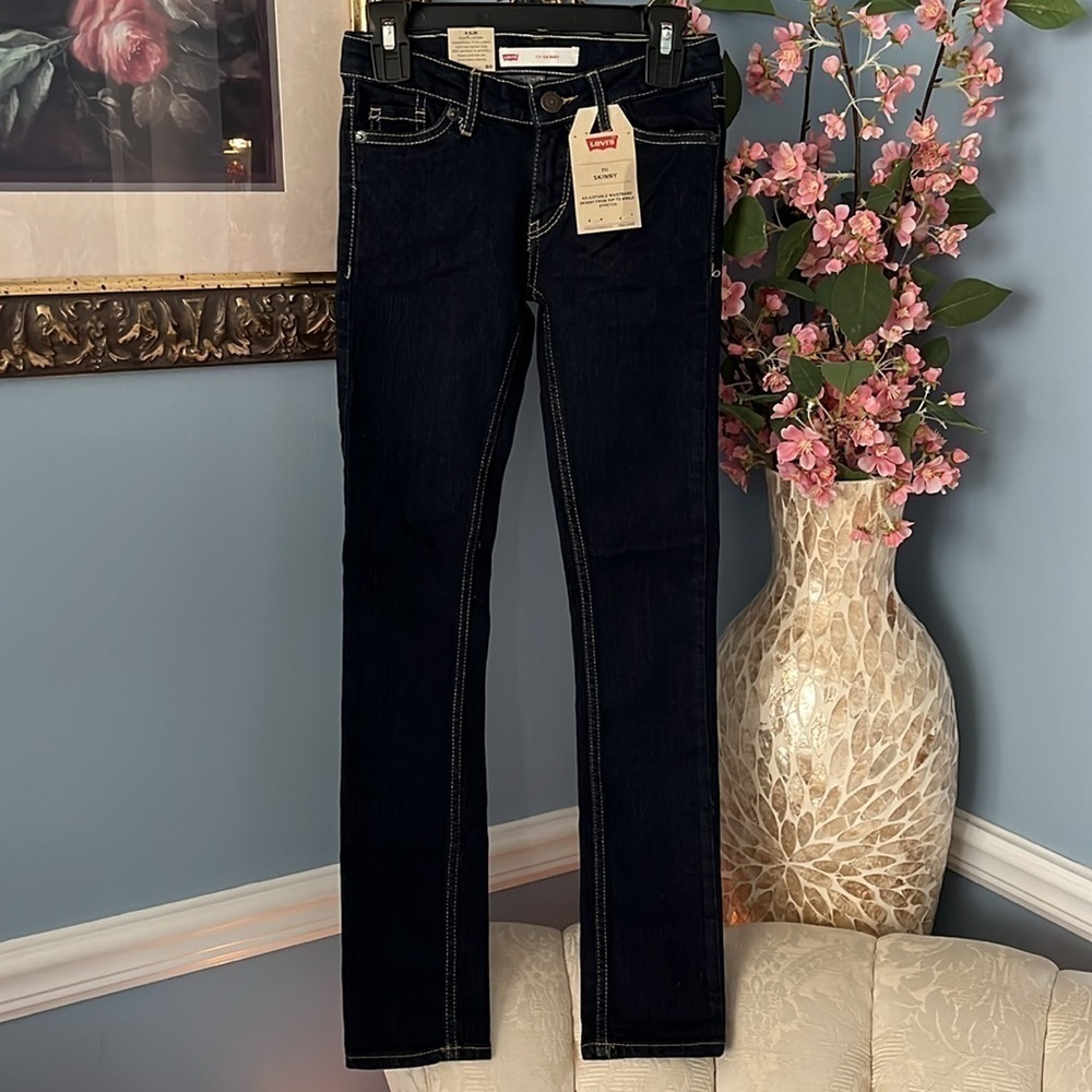 Brand New Levi’s 711 Skinny Jeans Dark Wash Stretch Adjustable Waistband Slim